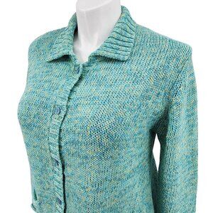Orvis Vintage Womens Turquoise Button-Down Cardigan Sweater with Pockets M
